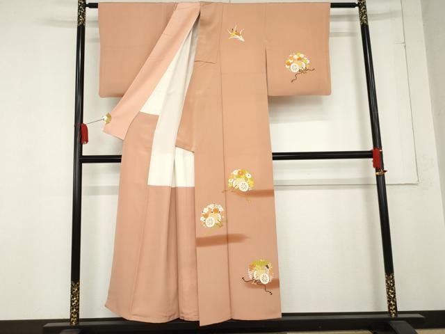 平和屋着物●銀座　志ま亀　訪問着　花車文　金彩　たとう紙付き　正絹　逸品　AABE0039cs