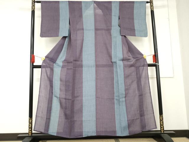 平和屋着物＊夏物 本場小千谷ちぢみ 間道 麻 逸品 AABE0041cs