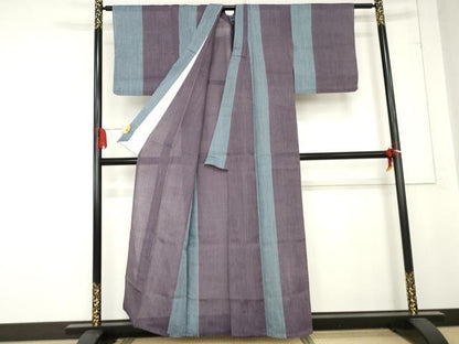 平和屋着物＊夏物 本場小千谷ちぢみ 間道 麻 逸品 AABE0041cs