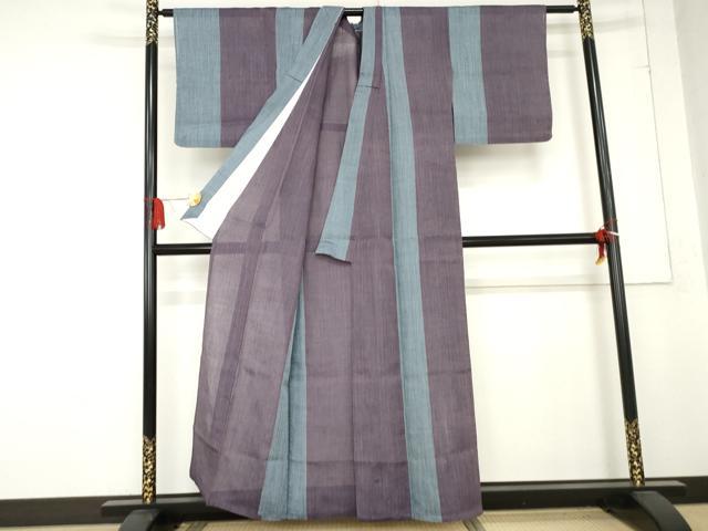 平和屋着物＊夏物 本場小千谷ちぢみ 間道 麻 逸品 AABE0041cs