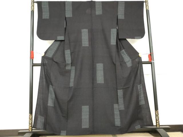 平和屋着物▽本場結城紬 重要無形文化財 単衣 100亀甲 飛び亀甲 色紙文 正絹 逸品 AABE0042cs
