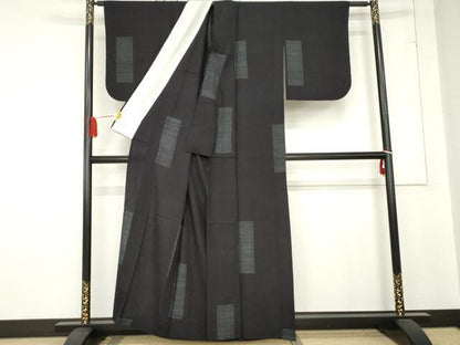 平和屋着物▽本場結城紬 重要無形文化財 単衣 100亀甲 飛び亀甲 色紙文 正絹 逸品 AABE0042cs