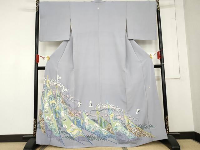 平和屋着物●本加賀友禅作家　毎田健治　色留袖　飛鶴吉祥鳳凰花丸文　正絹　逸品　AABE0060cs