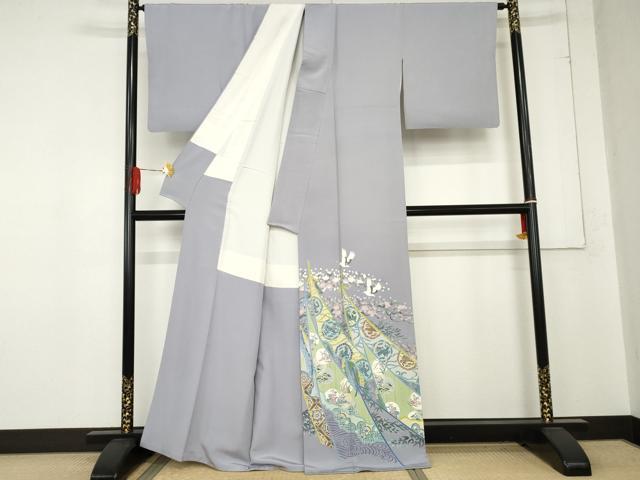 平和屋着物●本加賀友禅作家　毎田健治　色留袖　飛鶴吉祥鳳凰花丸文　正絹　逸品　AABE0060cs