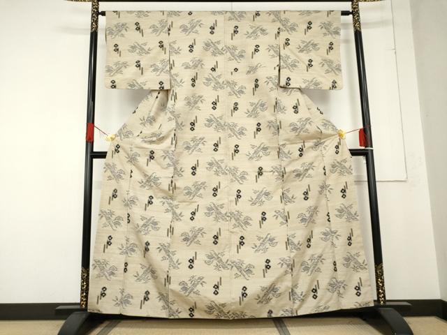 平和屋着物●上質な紬　松竹梅文　正絹　逸品　AABE0065cs