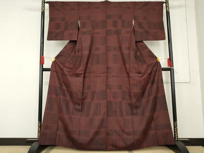 平和屋着物●本場染大島紬 変わり縞 正絹 逸品 AABE0070cs