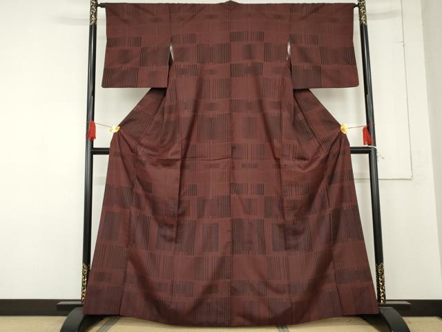 平和屋着物●本場染大島紬 変わり縞 正絹 逸品 AABE0070cs