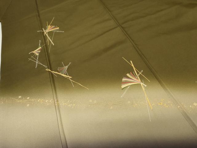 平和屋着物●訪問着　作家物　駒刺繍　吹き寄せ文　暈し染め　金糸　金彩　正絹　逸品　AABE0071cs