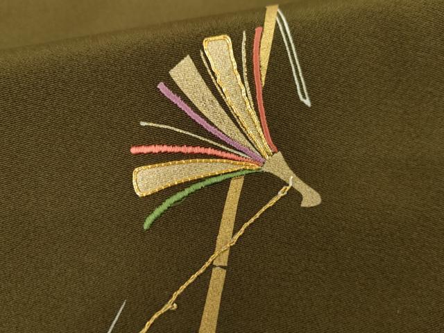 平和屋着物●訪問着　作家物　駒刺繍　吹き寄せ文　暈し染め　金糸　金彩　正絹　逸品　AABE0071cs