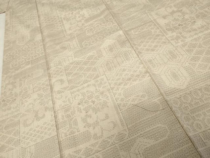 平和屋着物●結城紬　80亀甲　エ霞吉祥花唐草文　正絹　逸品　AABE0081cs