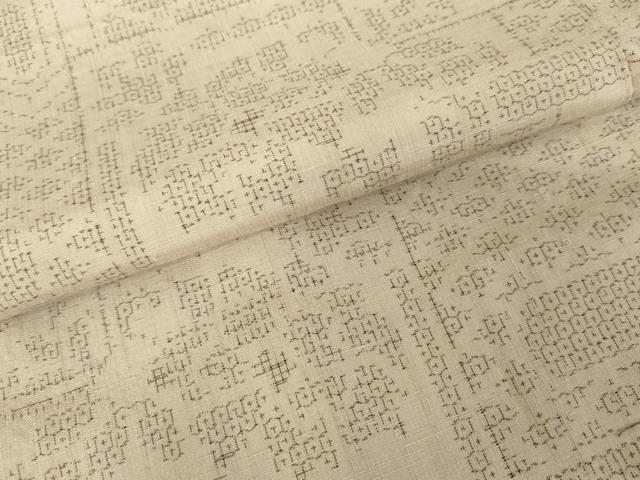 平和屋着物●結城紬　80亀甲　エ霞吉祥花唐草文　正絹　逸品　AABE0081cs
