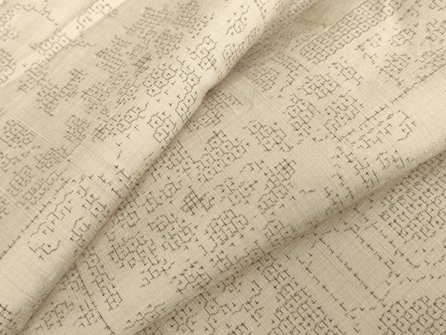 平和屋着物●結城紬　80亀甲　エ霞吉祥花唐草文　正絹　逸品　AABE0081cs