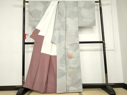 平和屋着物●訪問着 紬地 刺繍 切嵌吉祥文 正絹 逸品 AABE0082cs