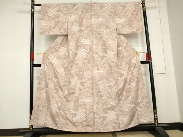 平和屋着物●本場大島紬 絞り 風景枝花文 正絹 逸品 AABE0088cs