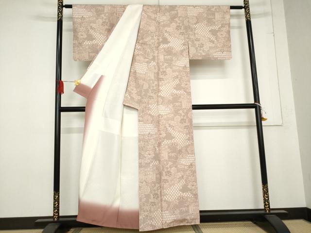平和屋着物●本場大島紬 絞り 風景枝花文 正絹 逸品 AABE0088cs