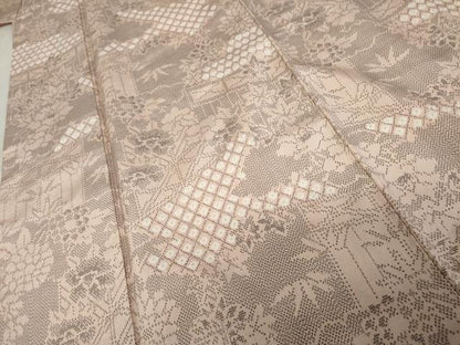 平和屋着物●本場大島紬 絞り 風景枝花文 正絹 逸品 AABE0088cs