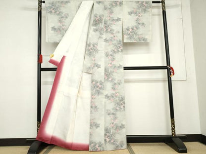 平和屋着物●上質な紬　花唐草文　正絹　逸品　未使用　AABE0090cs