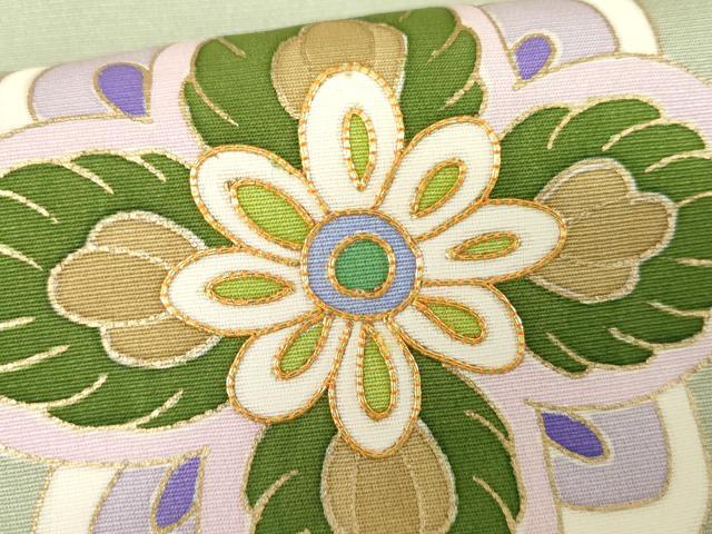 平和屋着物●京友禅作家　米沢新之助　訪問着　駒刺繍　枝花文　金彩　正絹　逸品　AABE0092cs