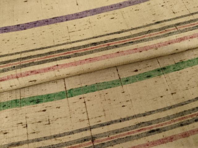 平和屋着物●上質な紬　横段文　正絹　逸品　未使用　AABE0093cs