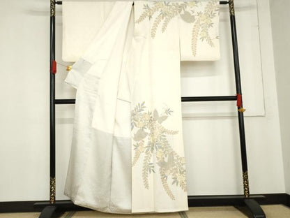 平和屋着物●訪問着　辻が花　総絞り　花蝶文　金彩　正絹　逸品　AABE0101cs