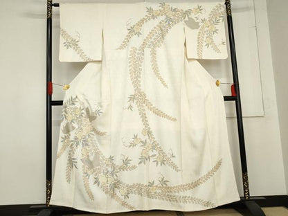 平和屋着物●訪問着　辻が花　総絞り　花蝶文　金彩　正絹　逸品　AABE0101cs