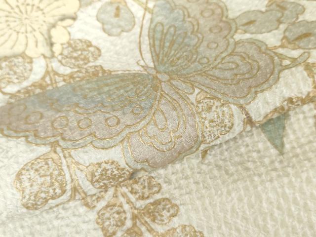 平和屋着物●訪問着　辻が花　総絞り　花蝶文　金彩　正絹　逸品　AABE0101cs