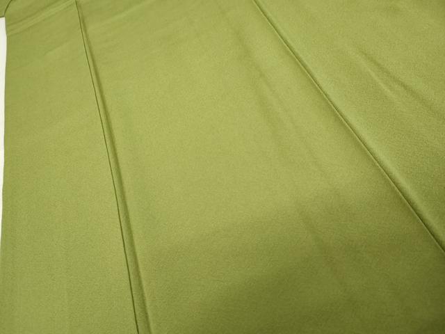 平和屋着物●上質な色無地 松葉色 正絹 逸品 AABE0104cs