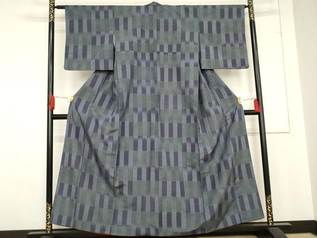 平和屋着物●上質な紬　変わり市松　三越扱い　正絹　逸品　AABE0117cs
