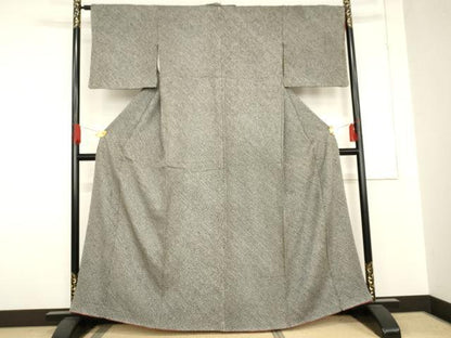 平和屋着物●大変加工の良い総絞り小紋　黒地　正絹　逸品　AABE0119cs