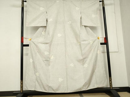 平和屋着物●上質な紬　舞花文　正絹　逸品　AABE0133cs