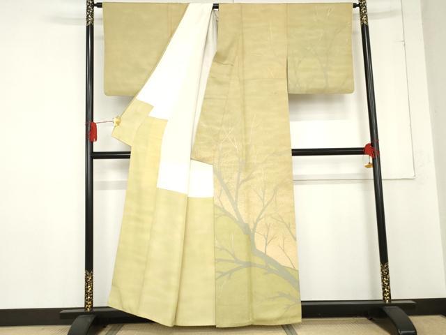 平和屋着物●染芸研究所 創め司 奥村右子 訪問着 枝木文 暈し染め 正絹 逸品 AABE0138cs