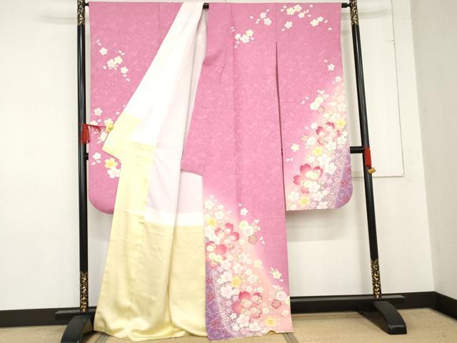平和屋着物●豪華振袖　舞花文　暈し染め　金彩　正絹　逸品　AABE0140cs 平和屋着物○豪華振袖 舞花文 暈し染め 金彩 正絹 逸品 AABE0140cs