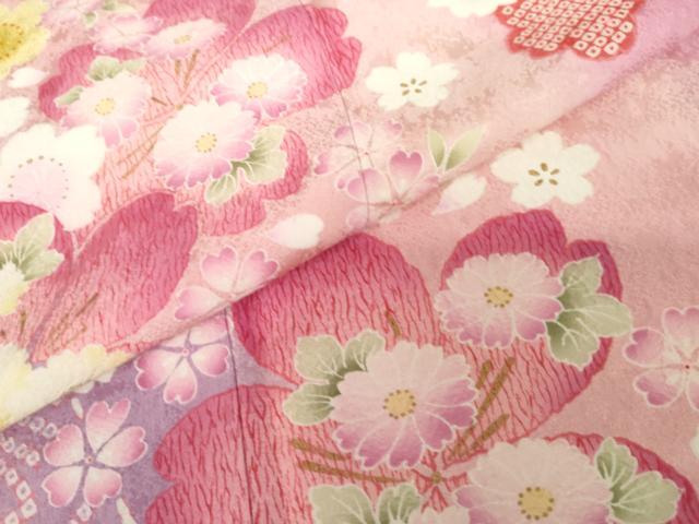 平和屋着物●豪華振袖　舞花文　暈し染め　金彩　正絹　逸品　AABE0140cs 平和屋着物○豪華振袖 舞花文 暈し染め 金彩 正絹 逸品 AABE0140cs