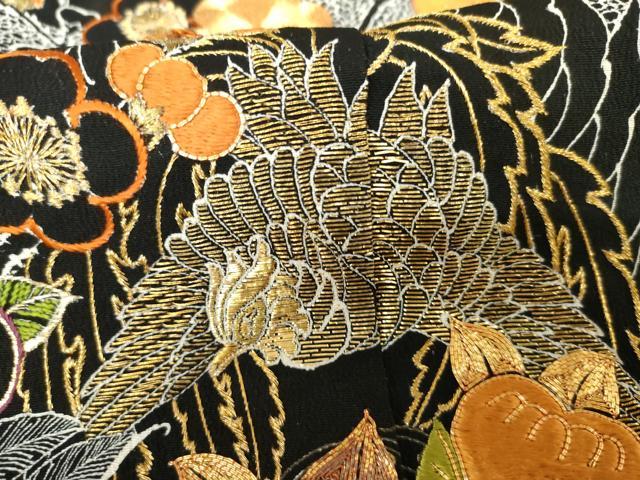 平和屋着物○創業460年・千總 黒留袖 駒刺繍 扇面鳳凰吉祥