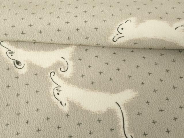 平和屋着物●撫松庵　小紋　跳び兎　猫　鼠　洗える着物　AABE0180cs
