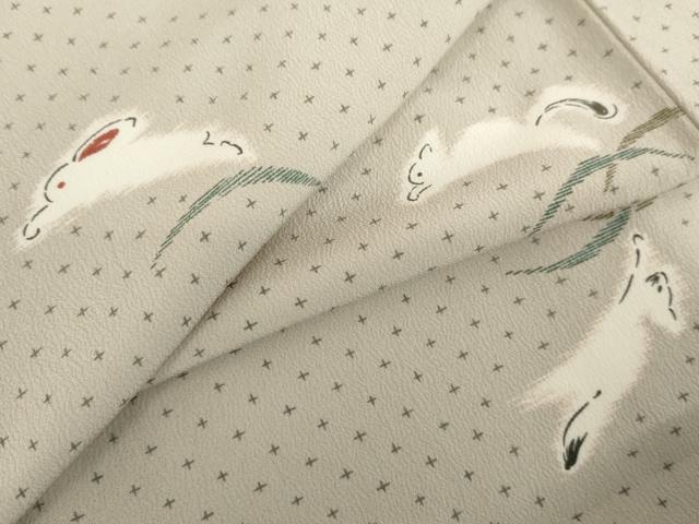 平和屋着物●撫松庵　小紋　跳び兎　猫　鼠　洗える着物　AABE0180cs