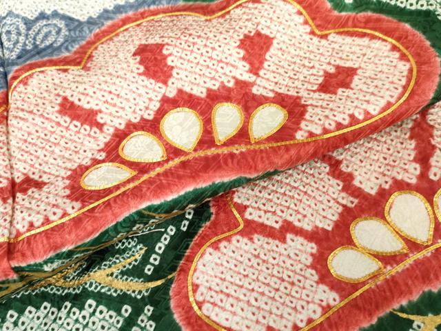 平和屋着物●豪華振袖 総絞り 駒刺繍 梅松文 金彩 正絹 逸品 AABF5140cs