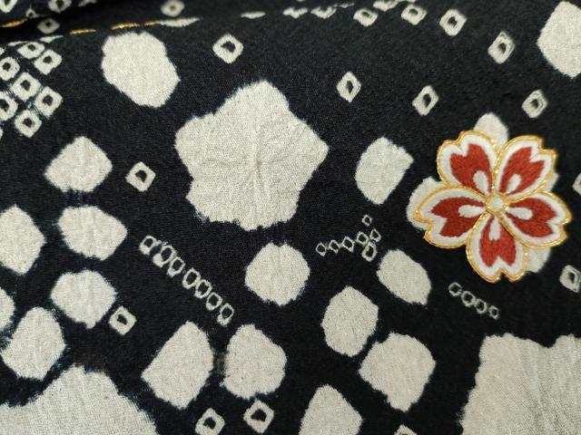 平和屋着物●豪華振袖　絞り　駒刺繍　枝垂れ花文　黒地　京都きもの友禅扱い　正絹　逸品　AABE0185cs 平和屋着物○豪華振袖 絞り 駒刺繍 枝垂れ花文 黒地 京都きもの友禅