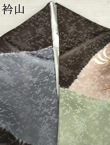 平和屋着物●訪問着　絞り　流水草花文　金彩　正絹　逸品　AABE0195cs