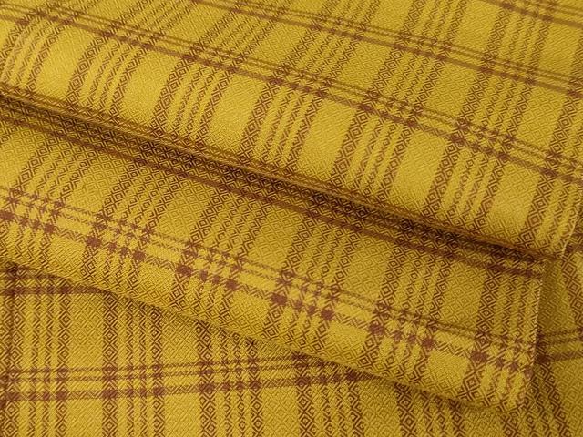 平和屋着物○本場黄八丈 まるまなこ 紬 格子 正絹 逸品 AABE0197cs