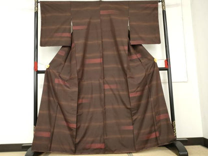 平和屋着物●本場大島紬　霞横段文　正絹　逸品　未使用　AABE0198cs