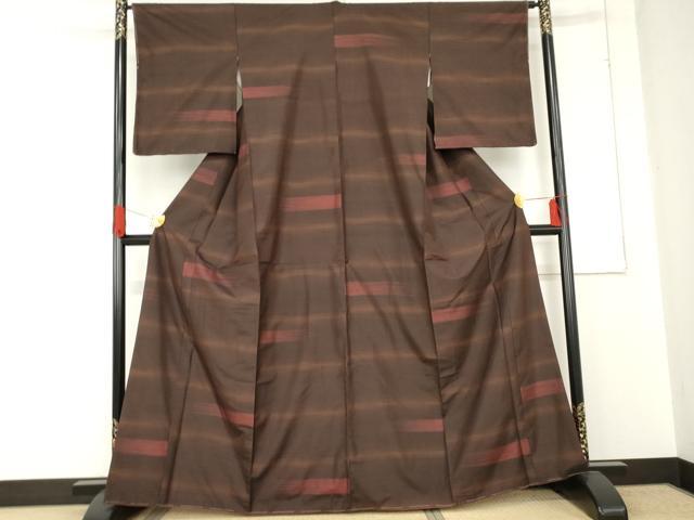 平和屋着物●本場大島紬　霞横段文　正絹　逸品　未使用　AABE0198cs