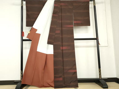 平和屋着物●本場大島紬　霞横段文　正絹　逸品　未使用　AABE0198cs