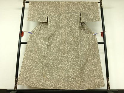 平和屋着物▽上質な紬 単衣 風景文 正絹 逸品 AABE0201jh
