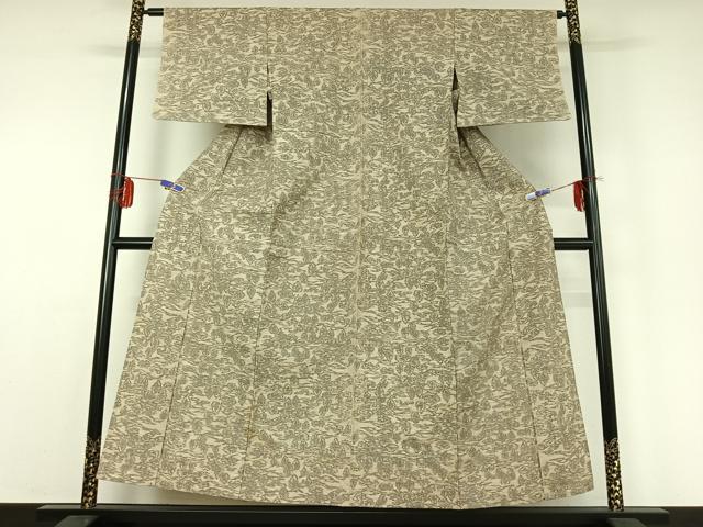 平和屋着物▽上質な紬 単衣 風景文 正絹 逸品 AABE0201jh