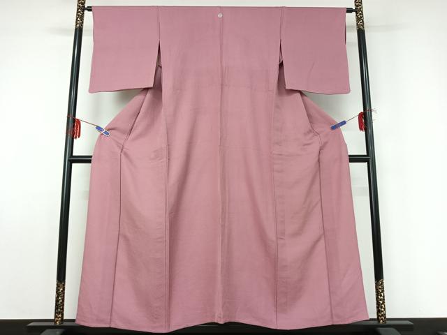 平和屋着物▽上質な色無地　単衣　桃花色　正絹　逸品　AABE0203jh