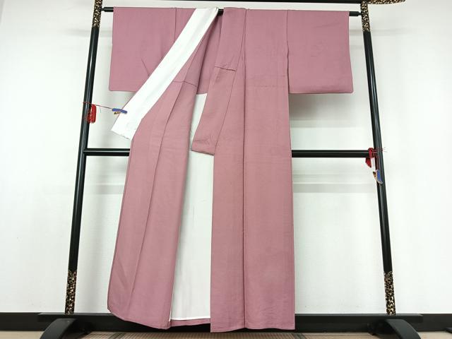平和屋着物▽上質な色無地　単衣　桃花色　正絹　逸品　AABE0203jh