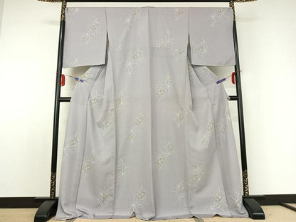 平和屋着物▽上質な小紋 単衣 舞花文 ロング丈 正絹 逸品 AABE0204jh