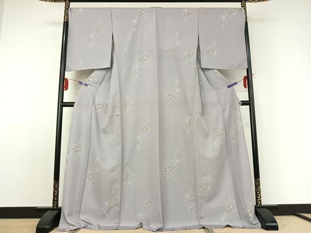 平和屋着物▽上質な小紋 単衣 舞花文 ロング丈 正絹 逸品 AABE0204jh