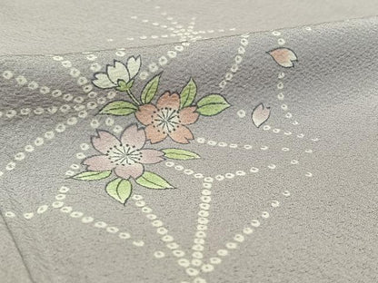 平和屋着物▽上質な小紋 単衣 舞花文 ロング丈 正絹 逸品 AABE0204jh